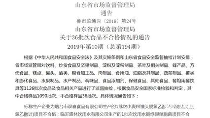 山东检出36批次食品不合格 高密永和豆浆等上黑榜
